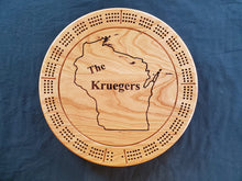 Load image into Gallery viewer, Round Personalized Cribbage Board